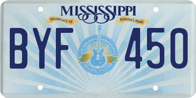 MS license plate BYF450