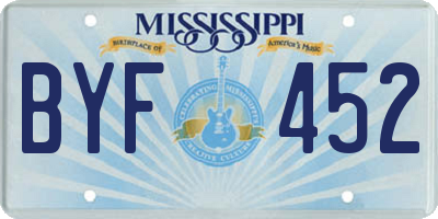 MS license plate BYF452