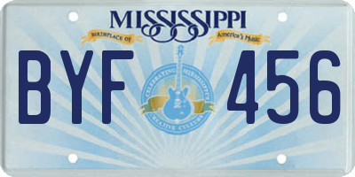 MS license plate BYF456