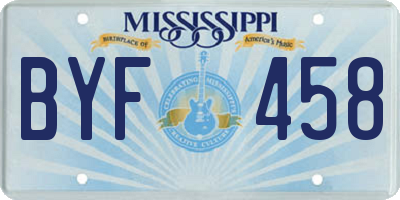 MS license plate BYF458