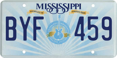 MS license plate BYF459