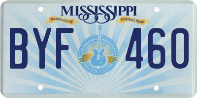 MS license plate BYF460