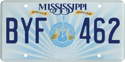MS license plate BYF462