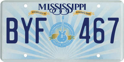 MS license plate BYF467