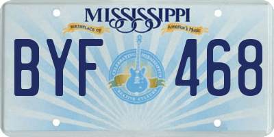MS license plate BYF468