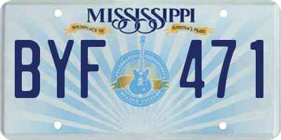 MS license plate BYF471