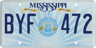 MS license plate BYF472