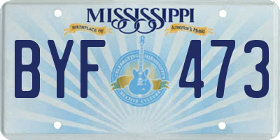 MS license plate BYF473