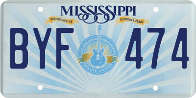 MS license plate BYF474