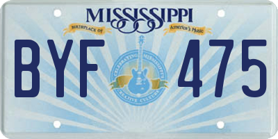 MS license plate BYF475