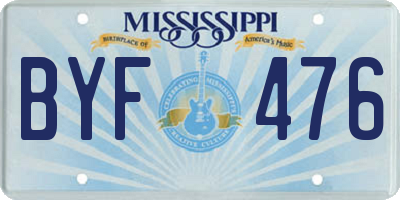 MS license plate BYF476