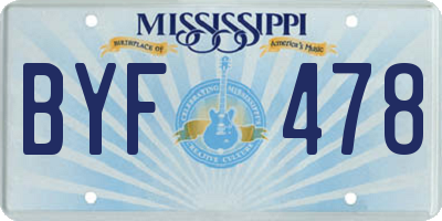 MS license plate BYF478