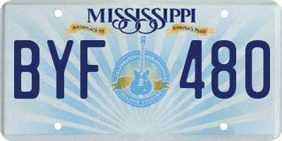MS license plate BYF480