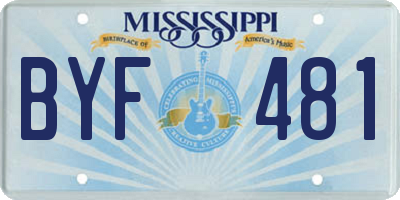 MS license plate BYF481