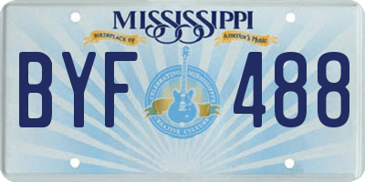 MS license plate BYF488