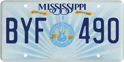 MS license plate BYF490