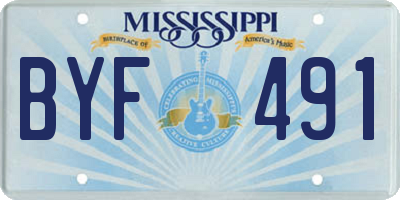 MS license plate BYF491