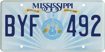 MS license plate BYF492