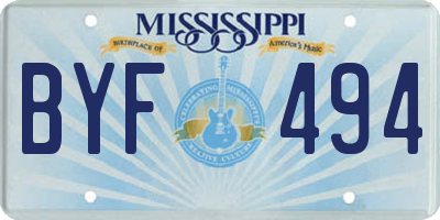 MS license plate BYF494