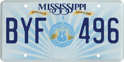 MS license plate BYF496