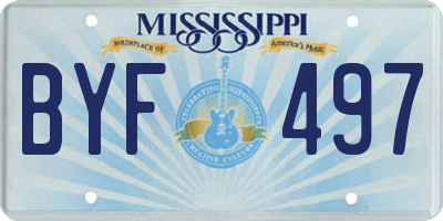 MS license plate BYF497