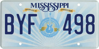 MS license plate BYF498