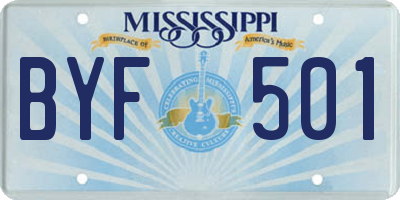 MS license plate BYF501