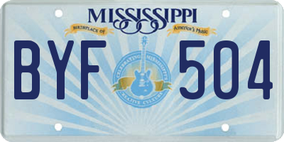 MS license plate BYF504