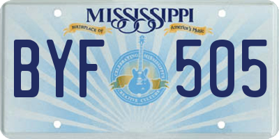 MS license plate BYF505