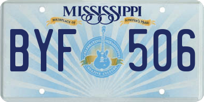 MS license plate BYF506