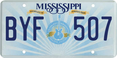 MS license plate BYF507