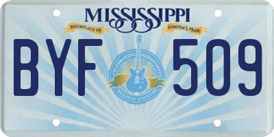 MS license plate BYF509