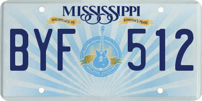 MS license plate BYF512