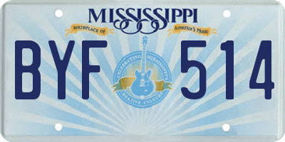 MS license plate BYF514