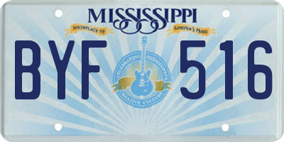 MS license plate BYF516