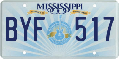 MS license plate BYF517