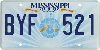 MS license plate BYF521