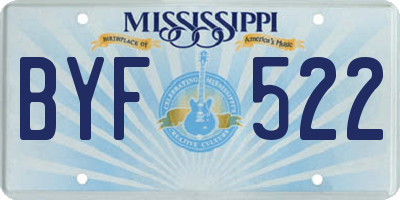 MS license plate BYF522