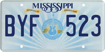 MS license plate BYF523