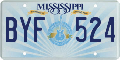 MS license plate BYF524