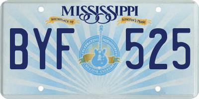 MS license plate BYF525