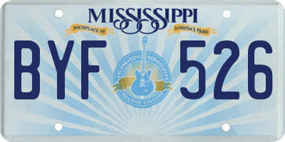 MS license plate BYF526
