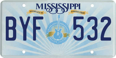 MS license plate BYF532