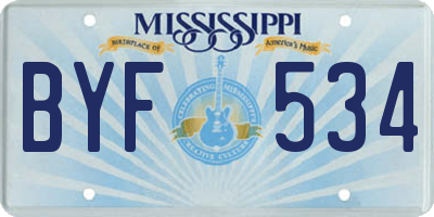 MS license plate BYF534