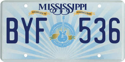MS license plate BYF536