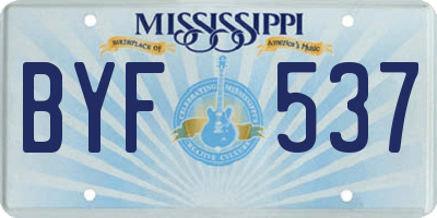 MS license plate BYF537