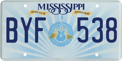 MS license plate BYF538