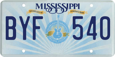 MS license plate BYF540