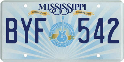 MS license plate BYF542