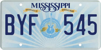 MS license plate BYF545